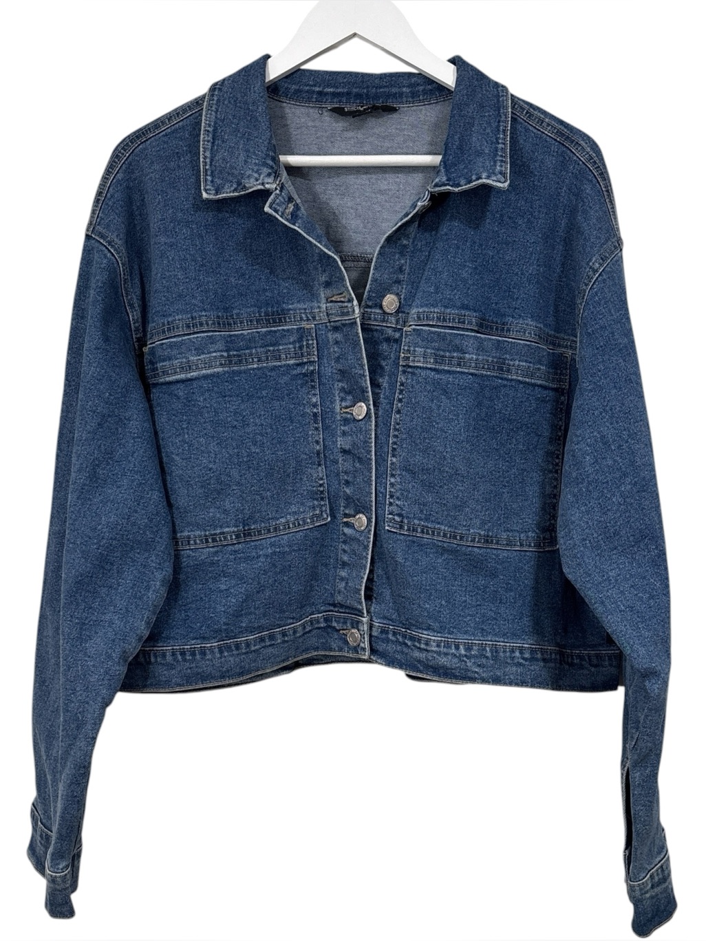 Nwt Denim Blue Jean Cropped Jacket By Stitch Star Size Xl Womens